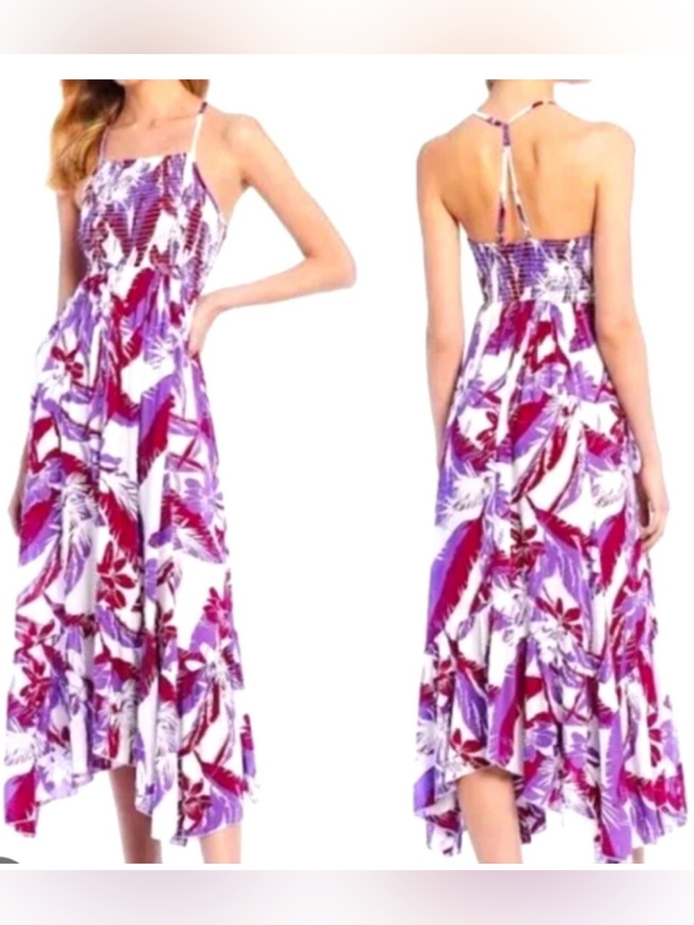 Free People Intimately Heat Wave Purple Floral Maxi Dress‎ Size L